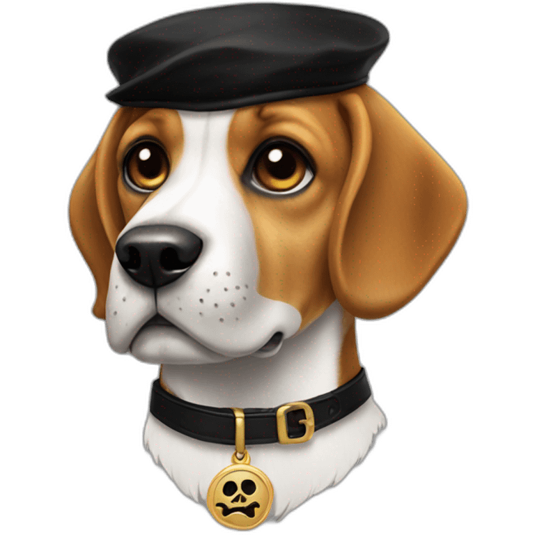 beagle with black collar and skull medallion  emoji