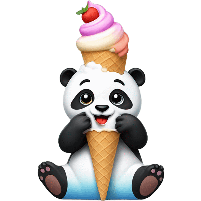 Panda eating ice cream emoji