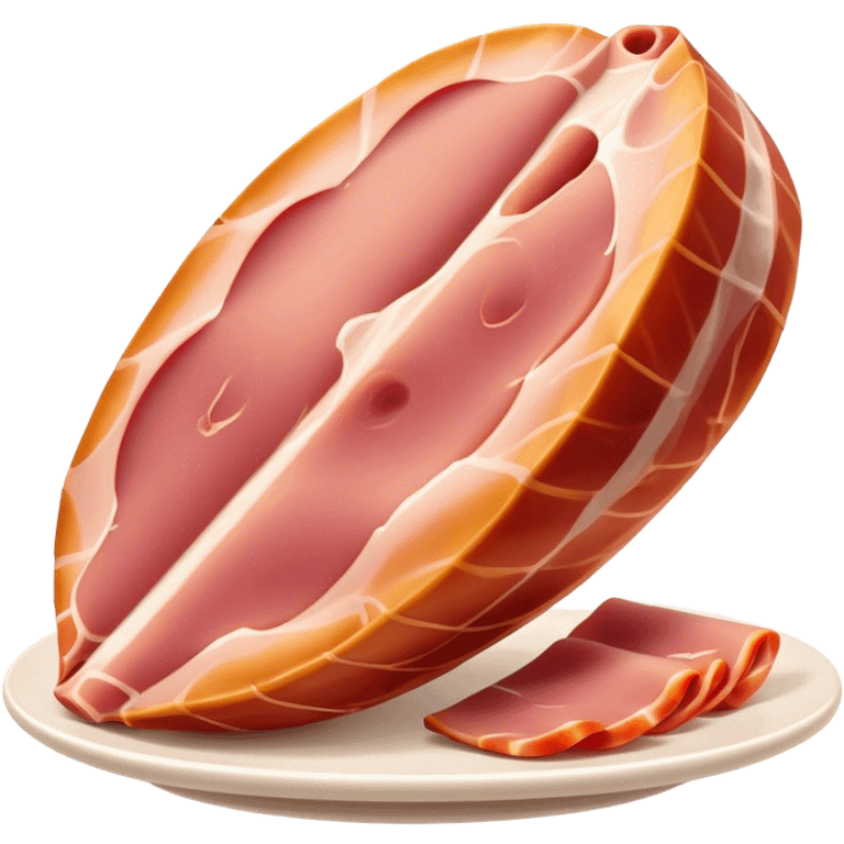 Cinematic Realistic Jam√≥n Serrano Dish Emoji, depicted as delicate, air-cured ham sliced thinly rendered with detailed textures and natural, inviting lighting. emoji