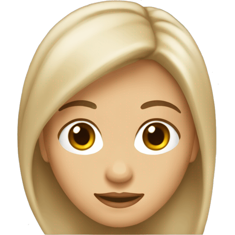 Emoji de mujer de tez blanca con ojos color miel y cabello castaño claro casi rubio emoji