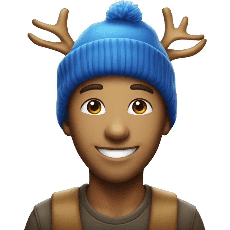 Deer human with blue hat smiling emoji