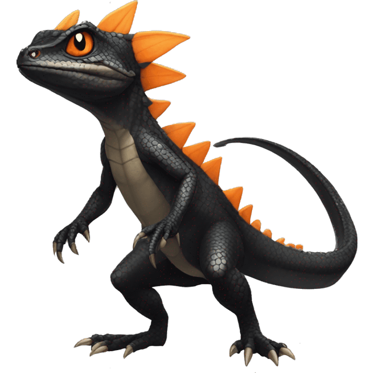 cool edgy black and orange Dark-type nargacuga lizard Pokémon full body emoji