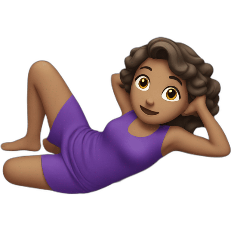 a girl laying on stone with purple dress emoji