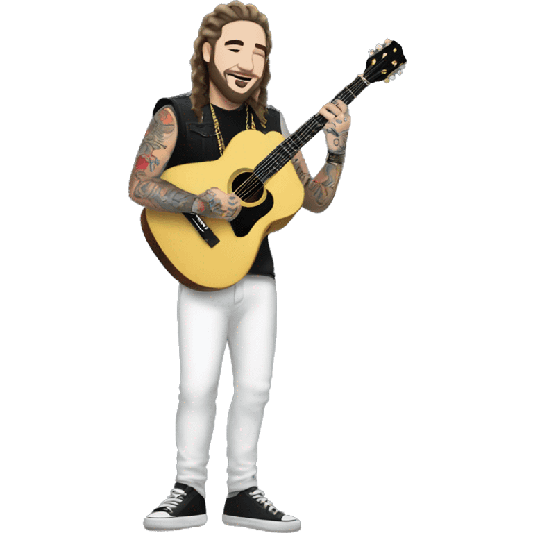 post malone full body with his face and handtattoos and playing a guitar emoji