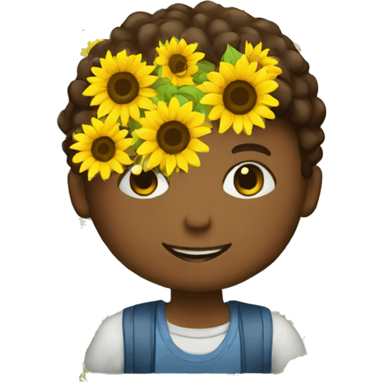 Boy holding sunflowers emoji