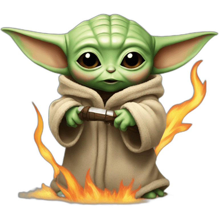 baby yoda on fire emoji