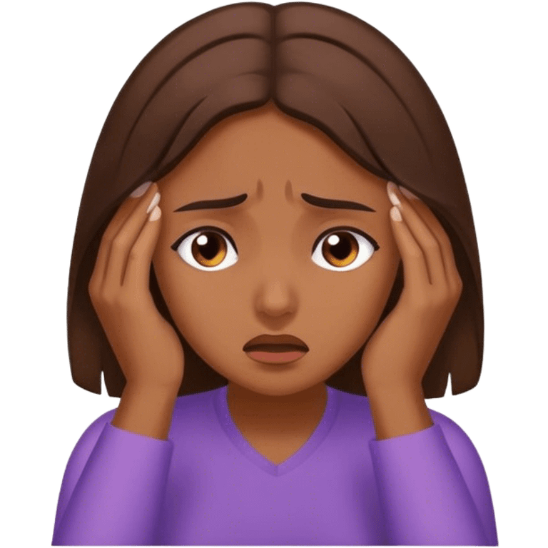 Brown-hair girl with head pain emoji