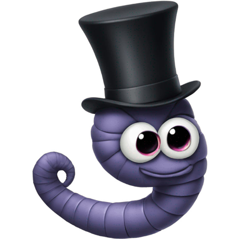 Worm wearing a top hat emoji