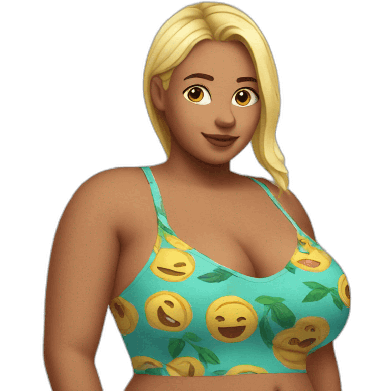 Slim-Thicc caucasian woman swimsuit posing emoji