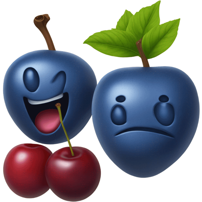 a blueberry next to a cherry no faces emoji