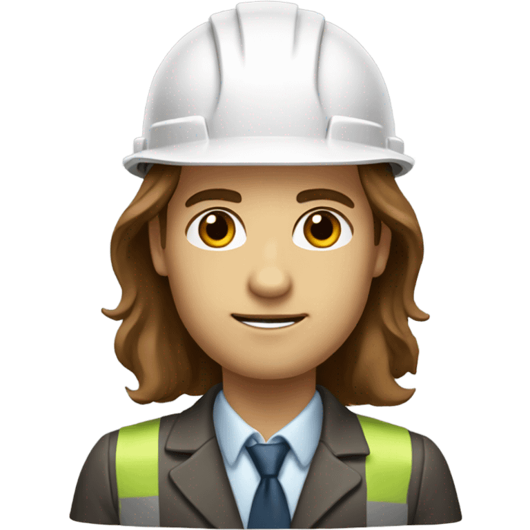 civil engineer with long brown hair and black eyes emoji