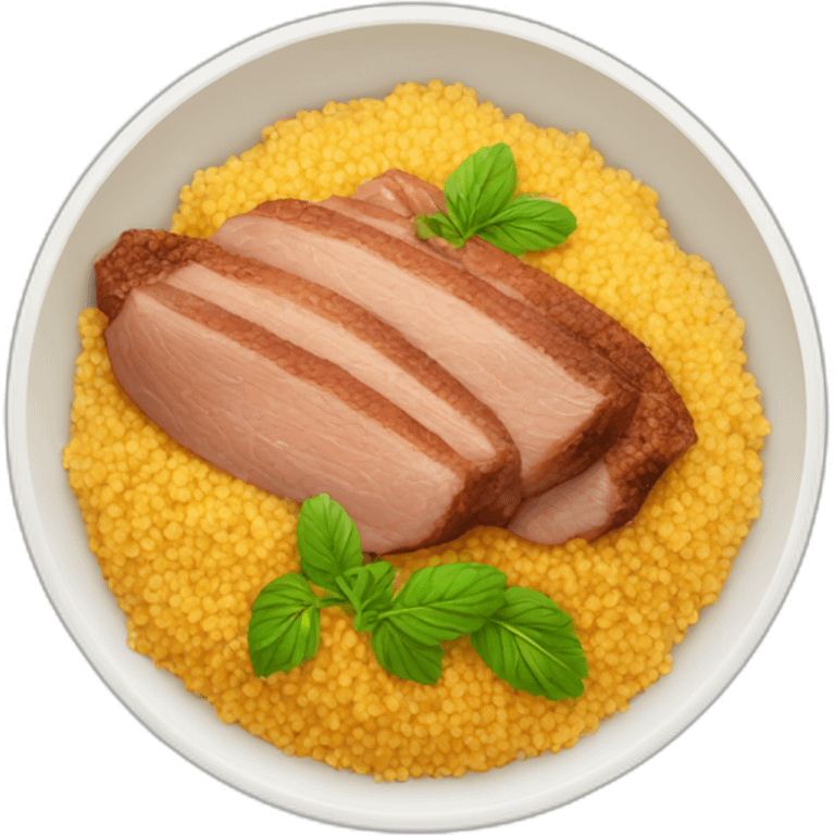 Meal of couscous with meat emoji