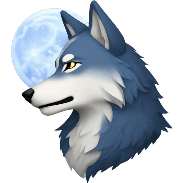 Moon themed wolf emoji