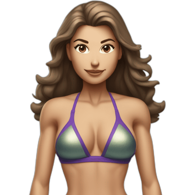 Slim-fit Caucasian woman bikini superhero pose (beach body) emoji