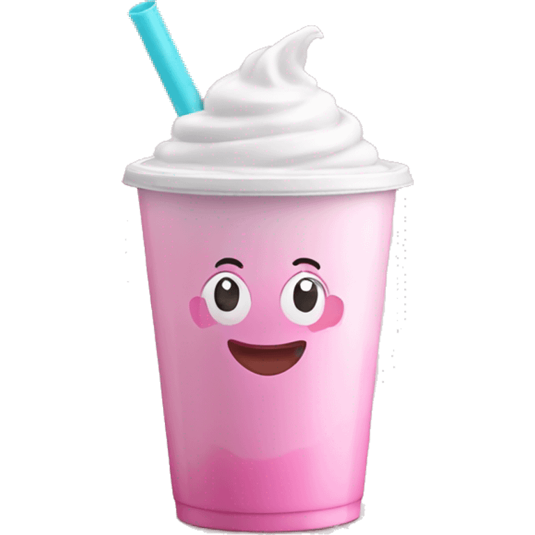 Drink pink yogurt in plastic cup with tube  emoji