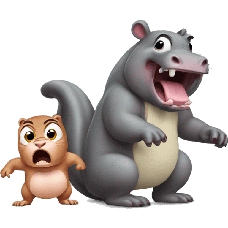 frightened squirrel over angry hippo emoji