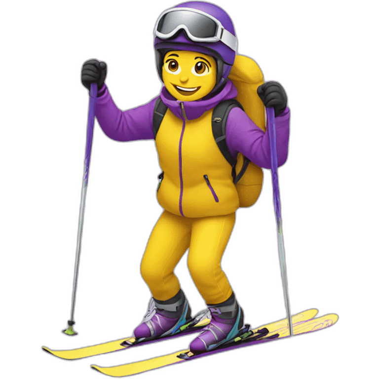 skier in yellow and violet colors emoji