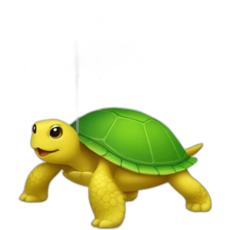 a yellow turtle with a green umbrella emoji