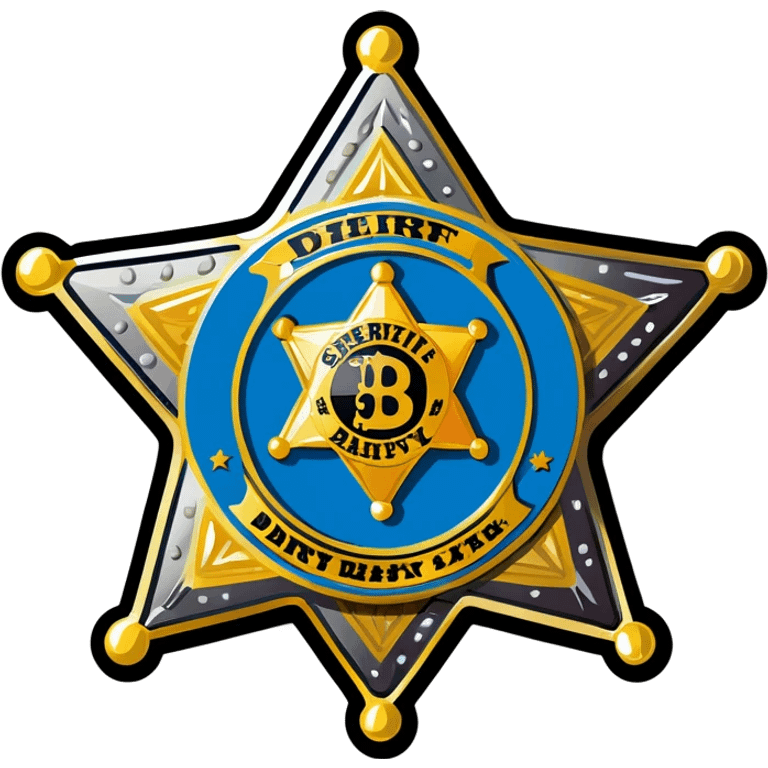 A sheriff badge that says Dirty Barry emoji