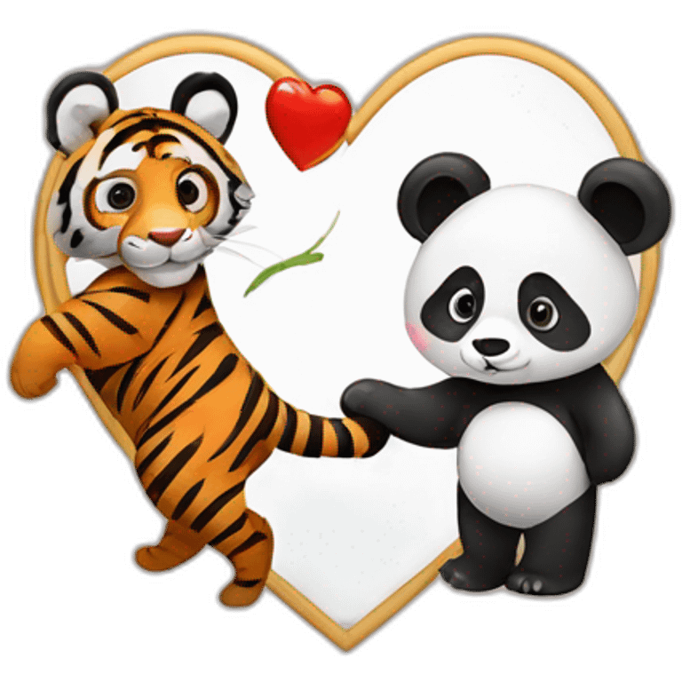 Panda heart with tiger emoji