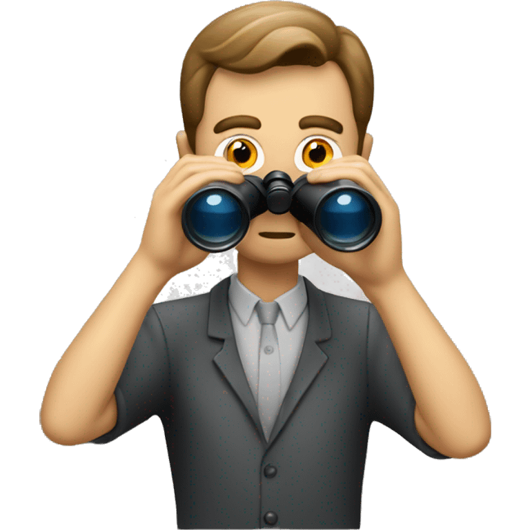 A man looking at hosting expert through binoculars  emoji