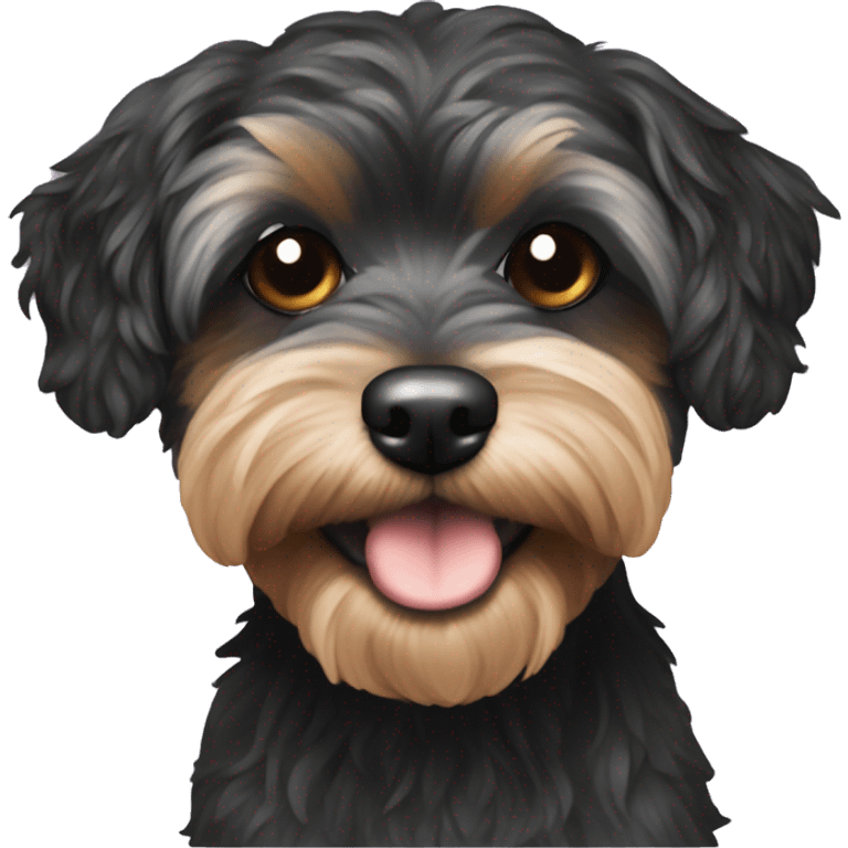 Black Yorkiepoo with white chin emoji