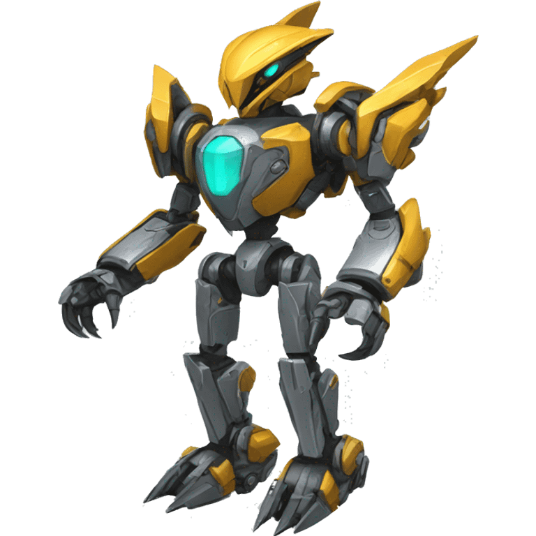 a futuristic mechanical spiky Medabot-raptor full body emoji