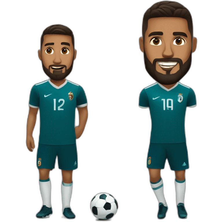 brown man with a beard playling footbal with ronaldo emoji