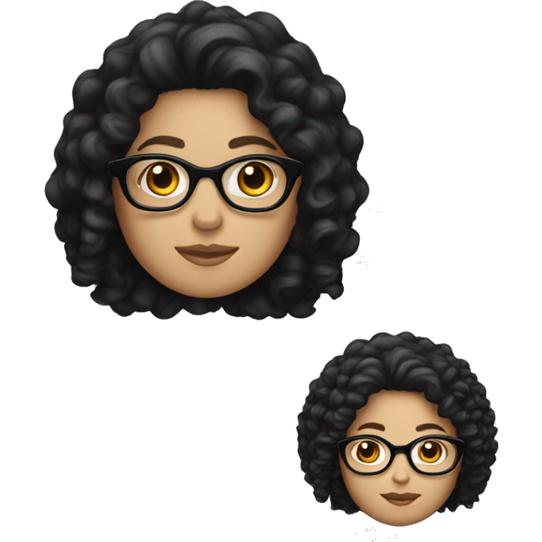 A white girl with curly black hair and glasses emoji