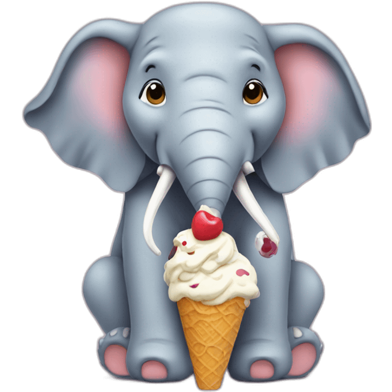 Elephant eating icecream emoji