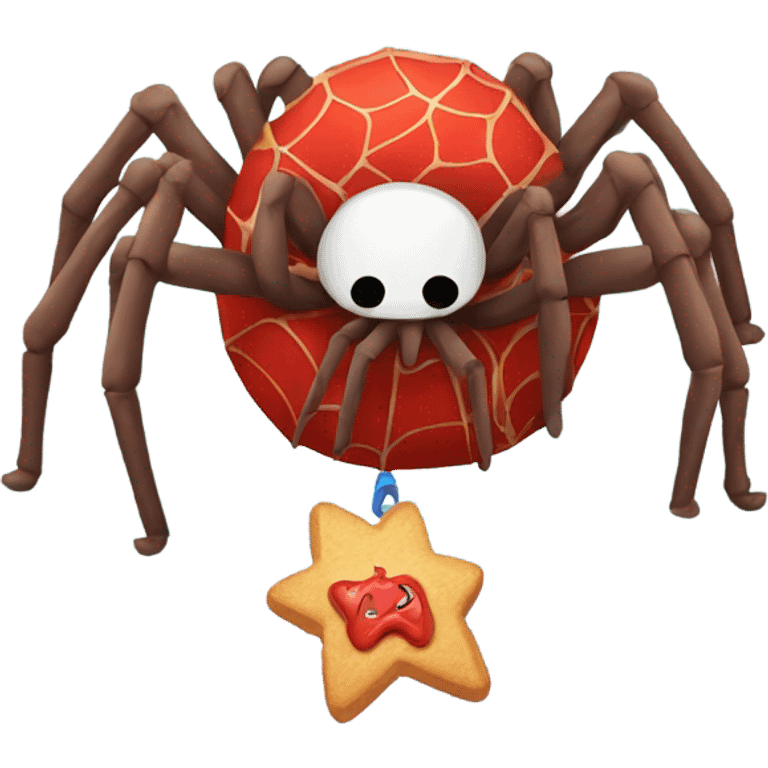 Spider eating a toy emoji