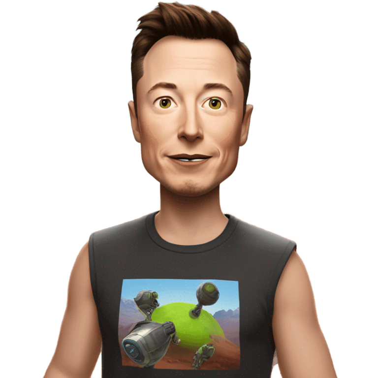 Elon musk with a Fortnite T shirt on mars emoji