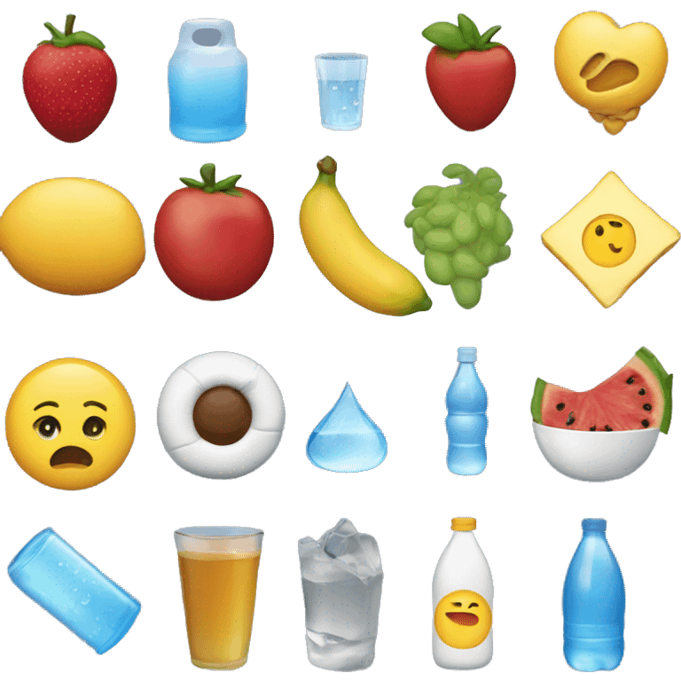 sleep, healthy food, water, sport, shower  emoji