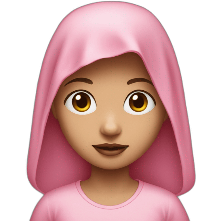 A little girl with black eyes, a light skin, a pink veil and et a pink T-shirt  emoji