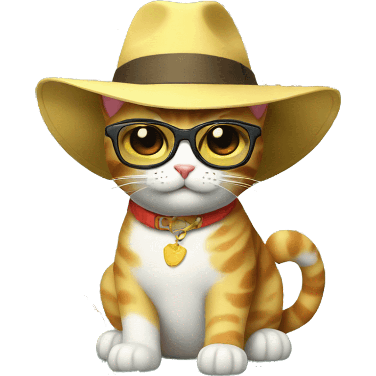 cat with a sun hat and boots and glasses with a pineapple emoji