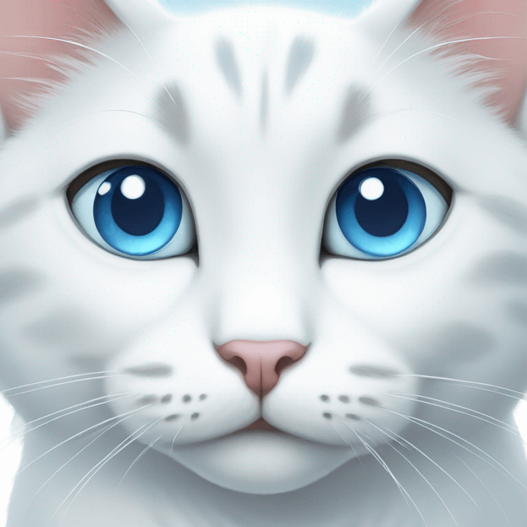 white cat with blue spots and light blue eyes emoji