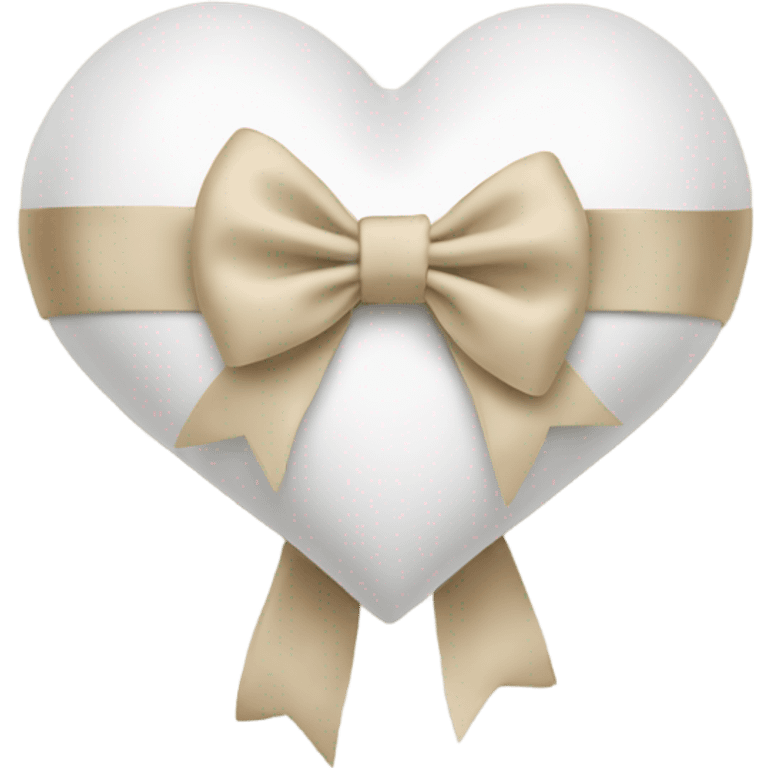 white heart with beige satin bow emoji