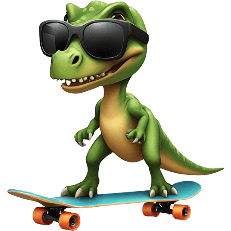 Dinosaur with sunglasses on a skateboard emoji