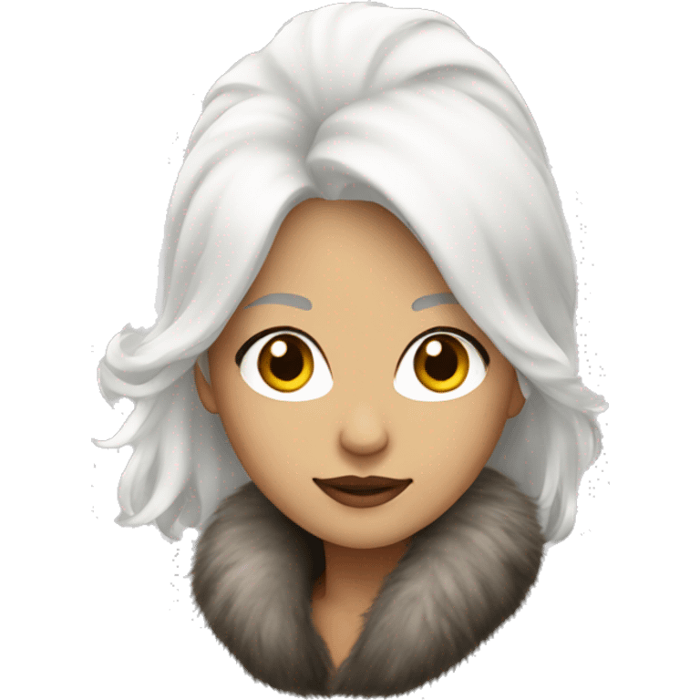 women with fur coat and white hair emoji