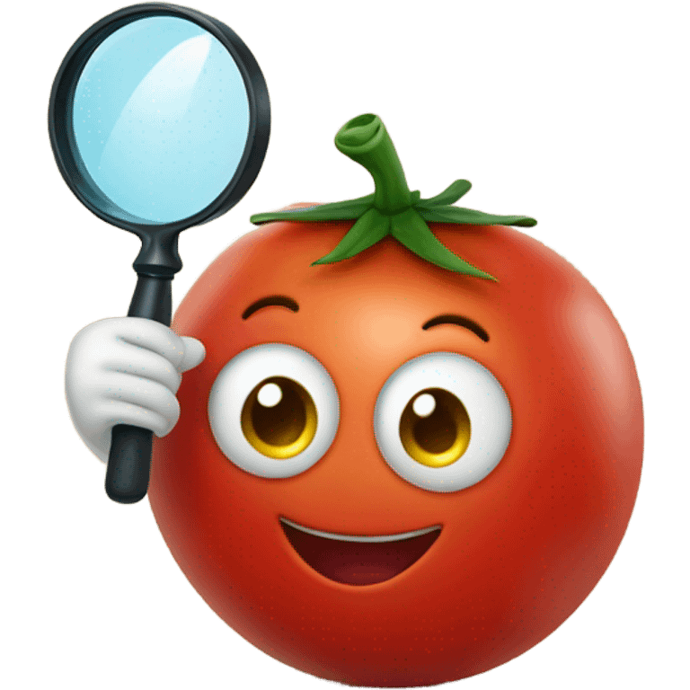 happy tomato with magnifying glass in hand emoji