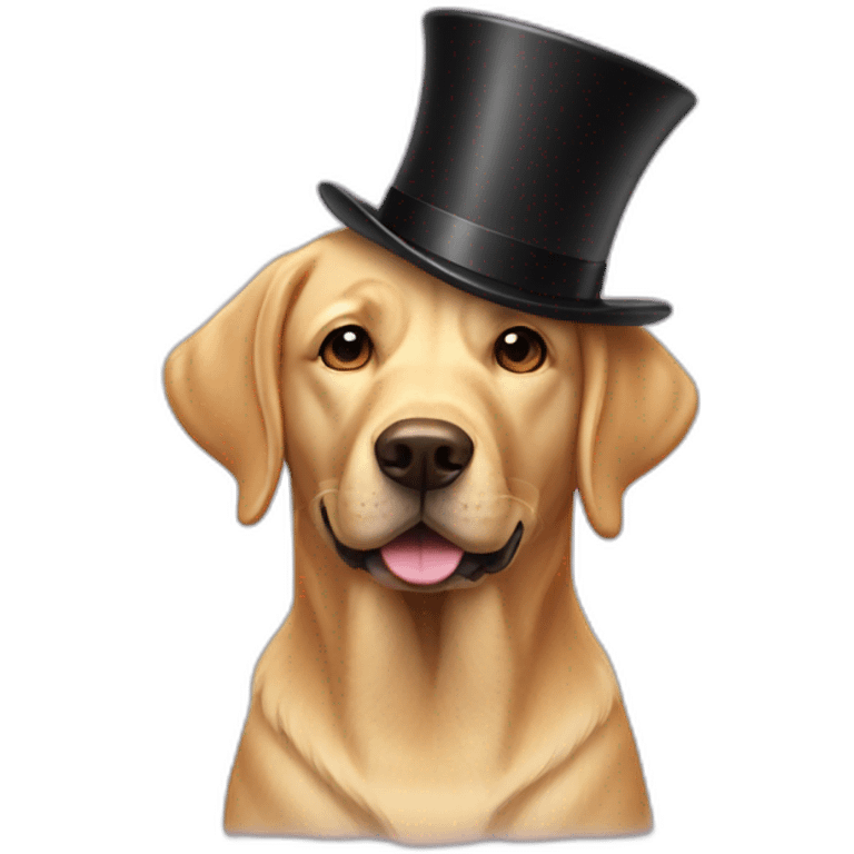 Golden Labrador with a top hat emoji