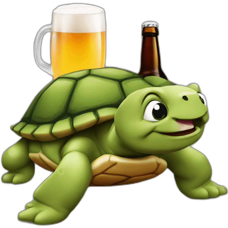 Chat sur une tortue qui boit une bière emoji