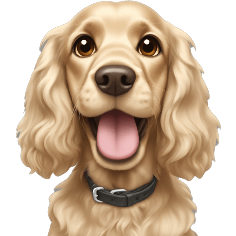 Blond cocker spaniel smiling looking up emoji