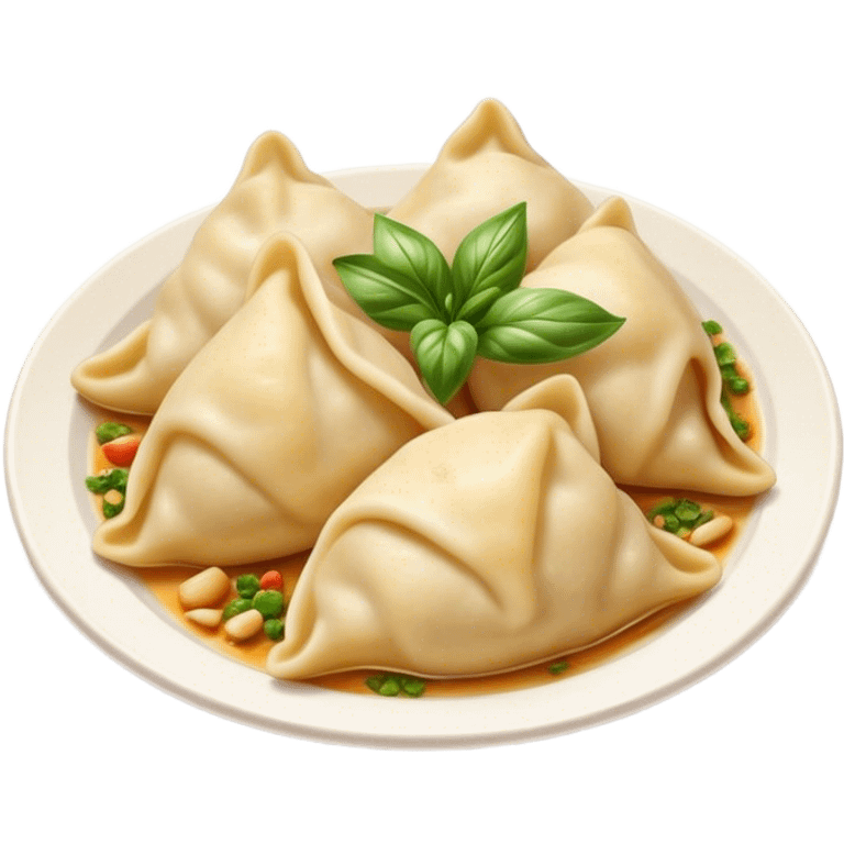 Cinematic Realistic Pierogi Dish Emoji, depicted as tender dumplings filled with savory ingredients rendered with lifelike textures and warm, inviting lighting. emoji