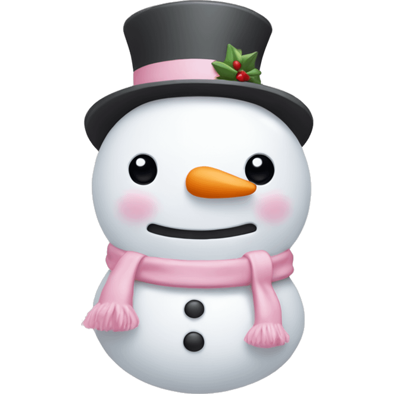 Cute white and light pink snowman emoji