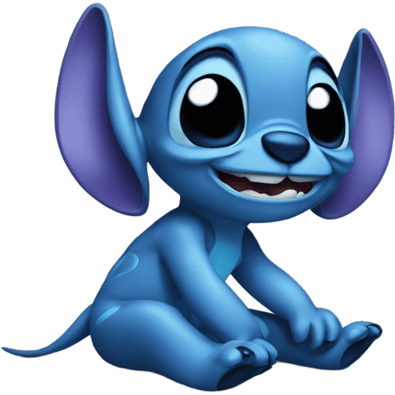 Stitch on a computer emoji