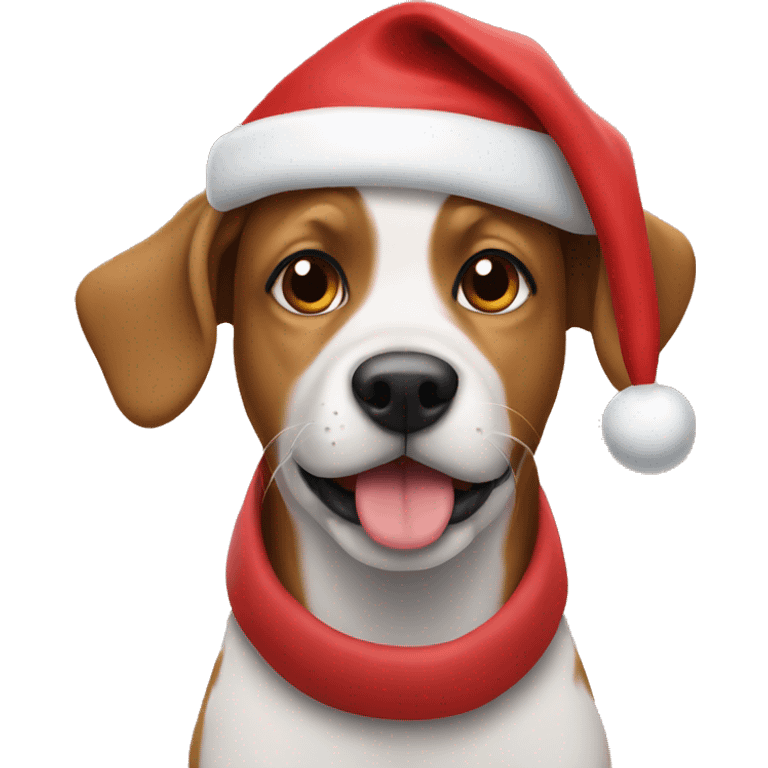 Dog wearing a Santa hat emoji