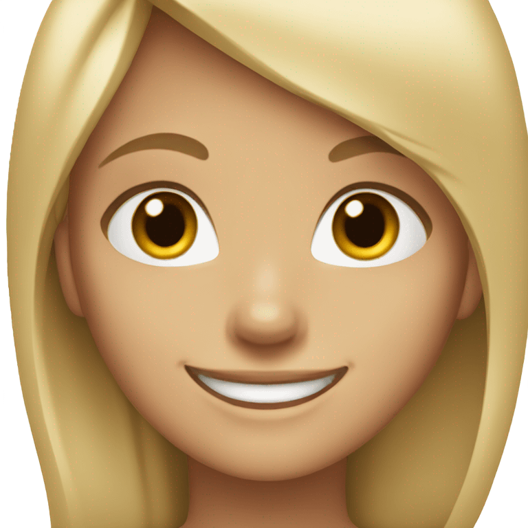 smiling girl with blonde hair brown eyes emoji