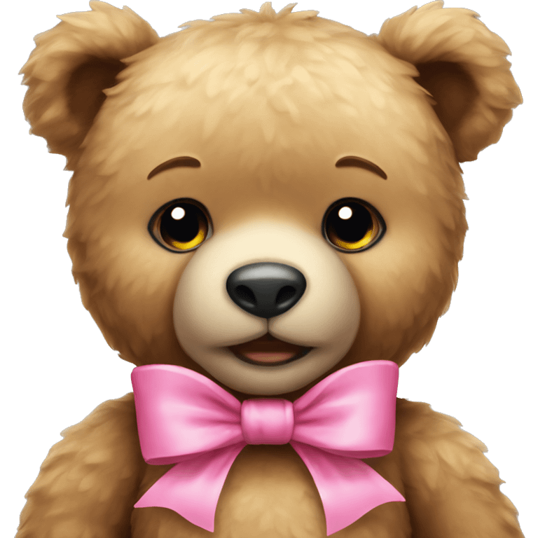 teddy bear with pink bow around its neck emoji