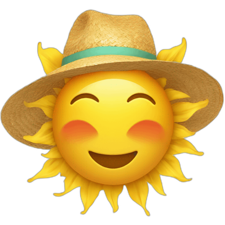 sun with rays in a straw hat emoji